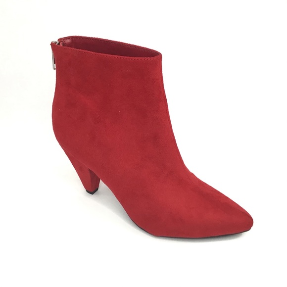 ❤️D Shoes - Red Faux Suede Ankle Boots